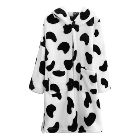 

ERTUTUYI Flannel Bathrobe Cartoon Pajamas Animal Hooded Children s Home Service White 120