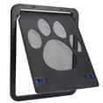 thumbnail image 2 of Puerta mosquitera de plástico negra con diseño de huellas de perro para gatos y perros pequeños., 2 of 12