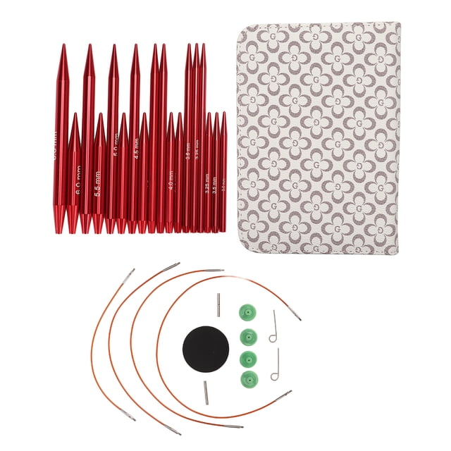 Juego de agujas circulares de aluminio de 3 a 6 mm, juego de agujas circulares intercambiables y alisadoras con bolsa para tela