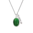 thumbnail image 2 of Delight Jewelry Silvertone Oval - Imitation Cat's Eye - Green - Silvertone Believe Faith Prayer Hope Bar Charm Necklace, 23", 2 of 4