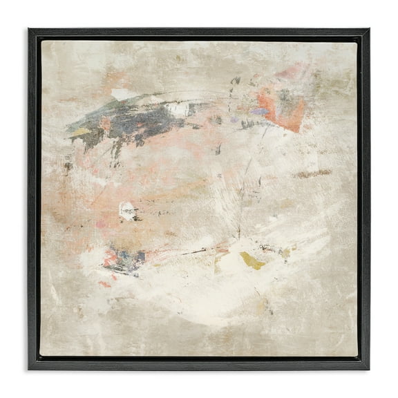 Stupell Industries Distressed Pale Neutrals Abstract Painting Black Floater Framed Canvas Art Print Wall Art, 18 x 18