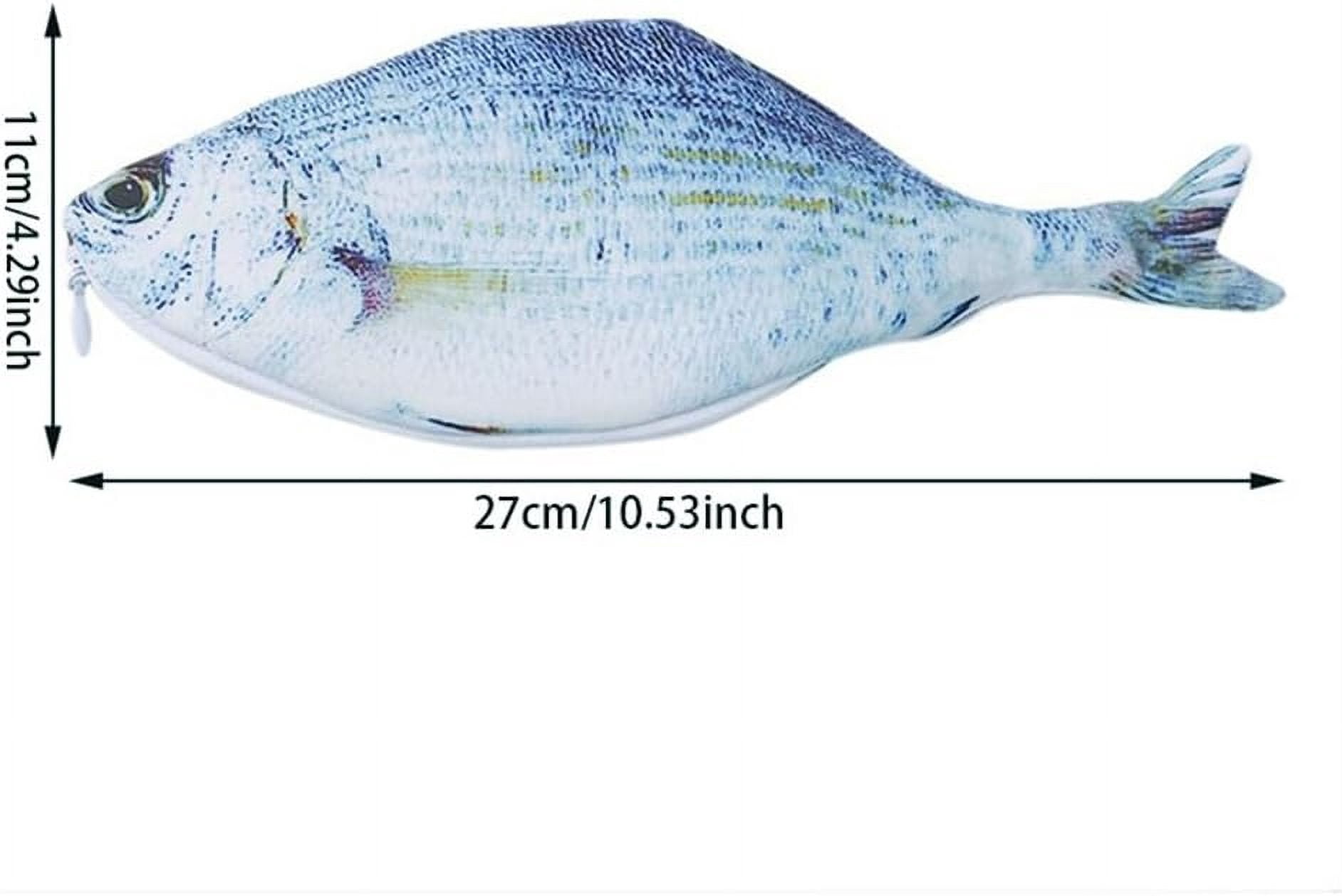 ABPETE 2pcs Fish Pencil Case Novelty Fish Pen Bag Fish Coin Purse Funny Pencil Case with Padded Thick Foam Lining Fish Gifts for University Classroom Supply(Vivid Style,Blue & Red)