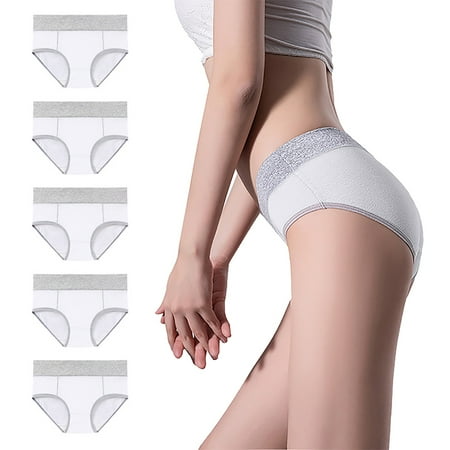 Pavied Underwear Women Pack Cotton Underwear Women s Cotton Underwear High Waist Stretch Briefs Soft Underpants Ladies Full Coverage Panties 5 Pack Plus Size Underwear Panties for Women White M