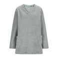 thumbnail image 4 of UTSJKR Cozy Sweaters for Women Soft Long Sleeve V Neck Comfort Sweater Lightweight Casual Pullover Winter Warm Long Tops Gray M, 4 of 9