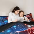 thumbnail image 5 of Manfei Futuristic Gamepad Boys Twin Bedding Sets 7-Piece, Neon Stripes Lines Bedding Comforter Set, Video Game Controller Reversible Sheet Sets, Ultra Soft Bedroom Decor, 5 of 8