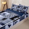 thumbnail image 2 of Manfei Western Tribal Aztec Zipper Queen Comforter Set with Fitted Sheet and 2 Pillowcases,Southwestern Cowboy Boots Hat Zipper Bedding Set,Light Blue Navy,Reversible, 2 of 7