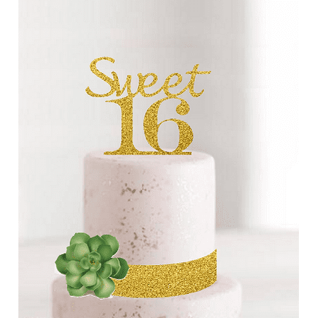 - Special Occasion Elegant Cake & Cupcake Decoration Toppers Glitter Gold Sweet 16