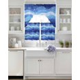 thumbnail image 3 of Blue Ocean Waves Swag Curtains for Living Room/Bedroom Windows, Abstract Wave Point Coastal Natural Kitchen Curtains and Valances Set 36 Inch Length, Light Filtering Swags Valance Curtain Panels, 3 of 5