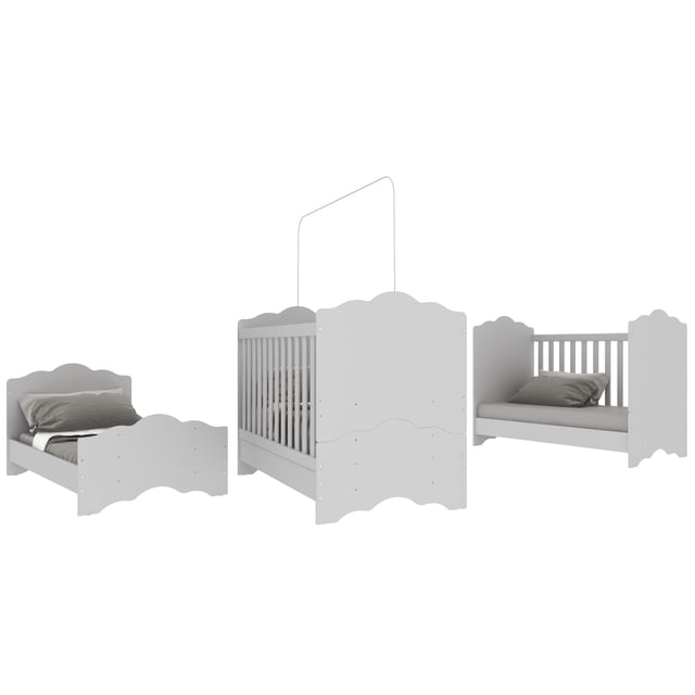 Cuna Convertible 3 en 1 Blanca Premium Minicama Y Sillón
