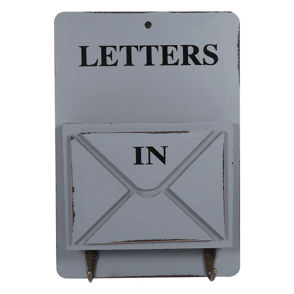 Mgaxyff Wood Mail Box Letter Rack Key Holder Wall Storage Creative Home ...