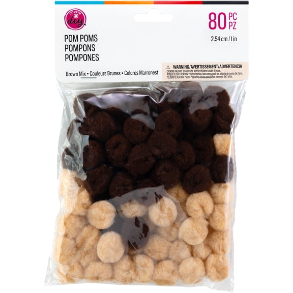 CousinDIY Pom-Poms 1" 80/Pkg-Brown Mix
