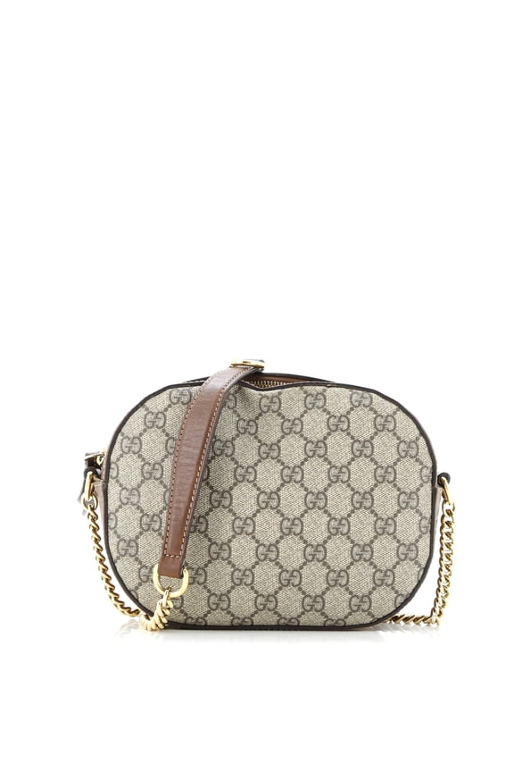 Pre-Owned Gucci Chain Crossbody Bag GG Coated Canvas and Leather Mini By Rebag