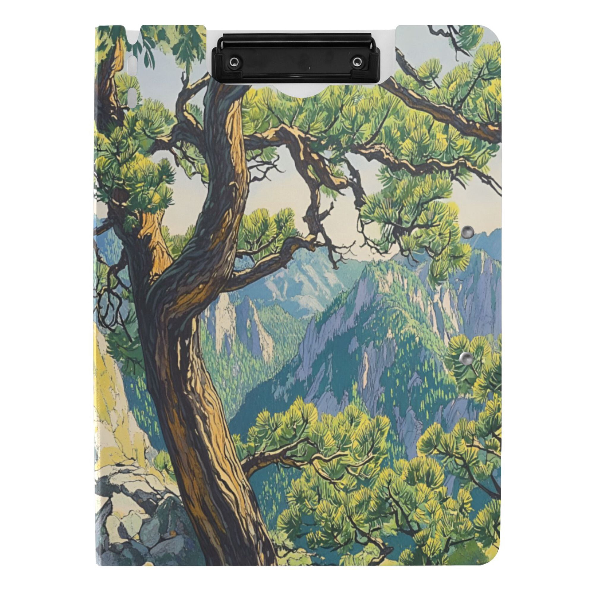 FORMRS A4 Clipboard Folder with Pen Holder Horizontal Foldable School Office Binder, Pine Tree