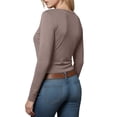 thumbnail image 4 of COMVALUE Womens Long Sleeve Twist Front V Neck T Shirts Double Lined Slim Fit Trendy Top Tee Grey XL, 4 of 6