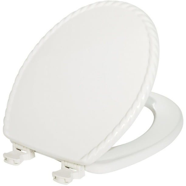 Mayfair 23EC Sculptured Rope LiftOff Wood Round Toilet Seat, White