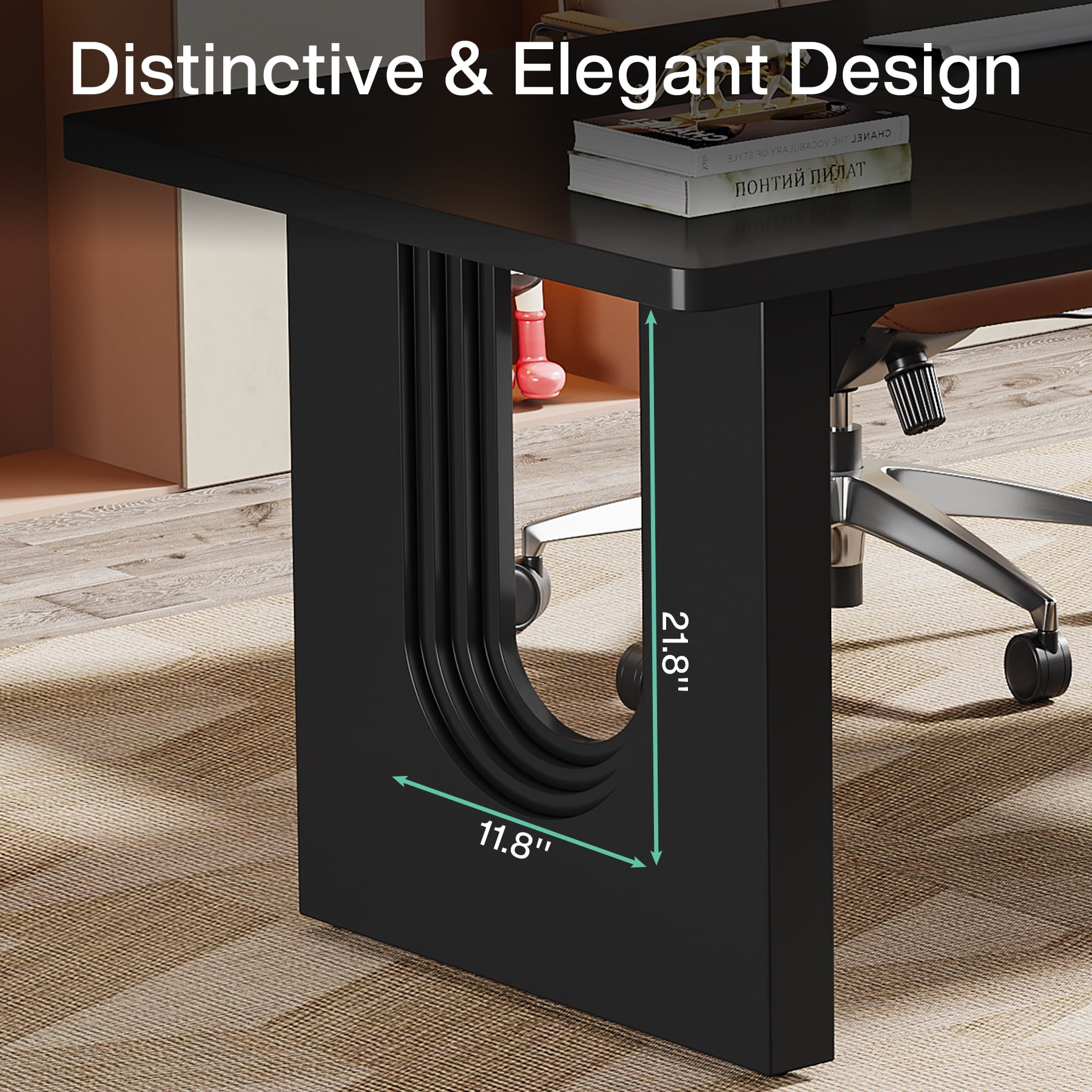 Tribesigns Modern Executive Desk, 70.9" Large Office Computer Desk, Conference Table Meeting Room Table, Simple Workstation Business Furniture for Home Office, Black