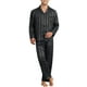 thumbnail image 2 of INSPIRAR CHIC Conjunto de Pijamas Casuales de 2 Piezas para Hombre de Satén de Manga Larga a Rayas con Botones XL Negro, 2 of 6