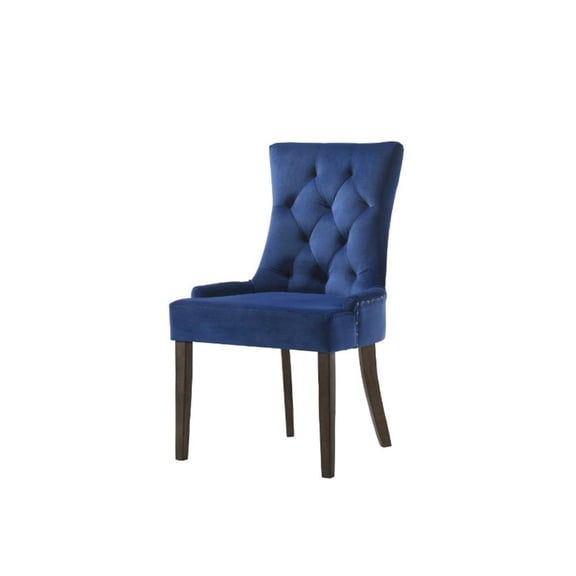 Acme Farren Side Chair in Blue Velvet and Espresso Finish Indoor