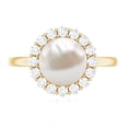 thumbnail image 5 of Rosec Jewels Real Freshwater Pearl Cocktail Ring with Diamond Halo for Women (8 mm), 18K Yellow Gold, US 4.50, 5 of 9
