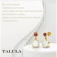 thumbnail image 3 of 14K Gold Plated Dangle Earrings with Red Garnet & White Moonstone | Modern Double Stone Drop Studs Earrings, 3 of 6