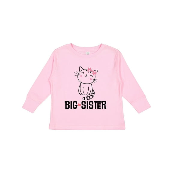 Inktastic Big Sister Girl Cat Girls Long Sleeve Toddler T-Shirt