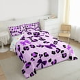 thumbnail image 3 of Manfei Teens Bow Leopard Print 3-Piece Full Size Comforter Sets,Black Purple Bedding Comforter Set,Kawaii Bowknot Lightweight Bedding Sets,Luxury Bedroom Decor,Reversible, 3 of 8