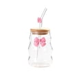 thumbnail image 2 of Glass Water Cup 450ml with Lid and Straw Butterfly Decor, Reusable Drinking Tumbler for Home Office Outdoor, 2 of 6