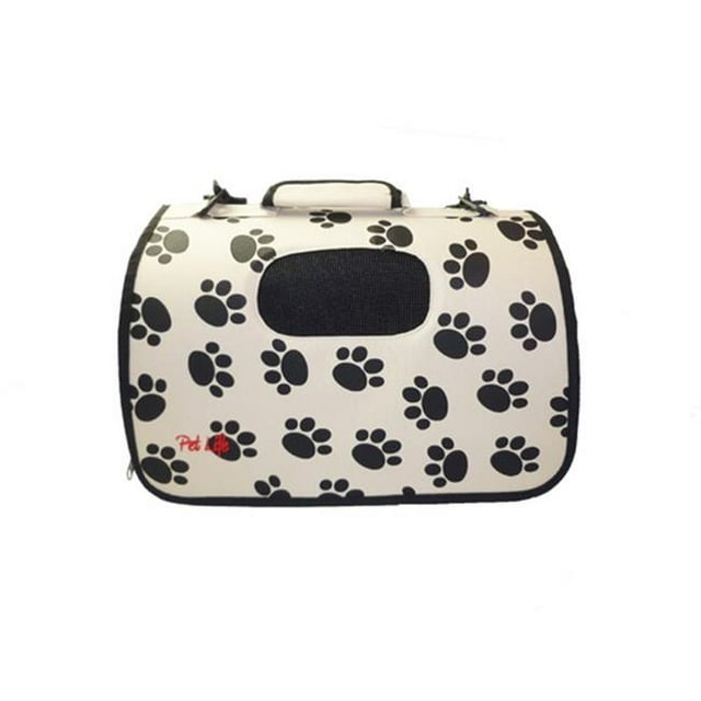 Large Airline Approved Zippered Folding Cage Carrier - Paw Print Design