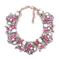 thumbnail image 1 of Youkk Alloy Rhinestone Bib Necklace Style With Sparkling Rhinestones Wide Applicable Occasions Rose red, 1 of 6