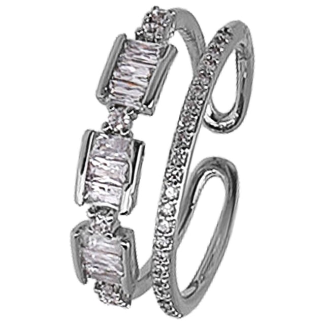 Mujeres Moda Anillo Abierto Anillos Ajustable Cubic Zirconia Promesa Anillos para Ella Regalos para todos los días Anillos de desgaste