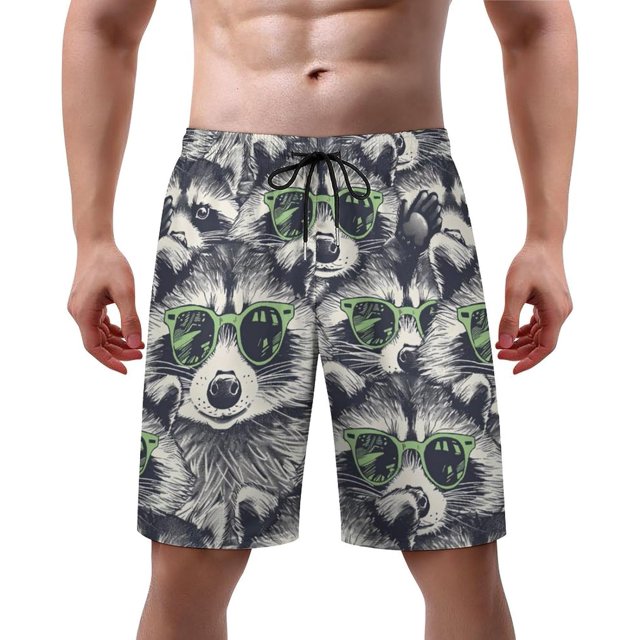 NICKSUN Men's Swim Trunks, Cute Print Quick Dry Summer Board Beach Shorts with Mesh Lining and Pockets