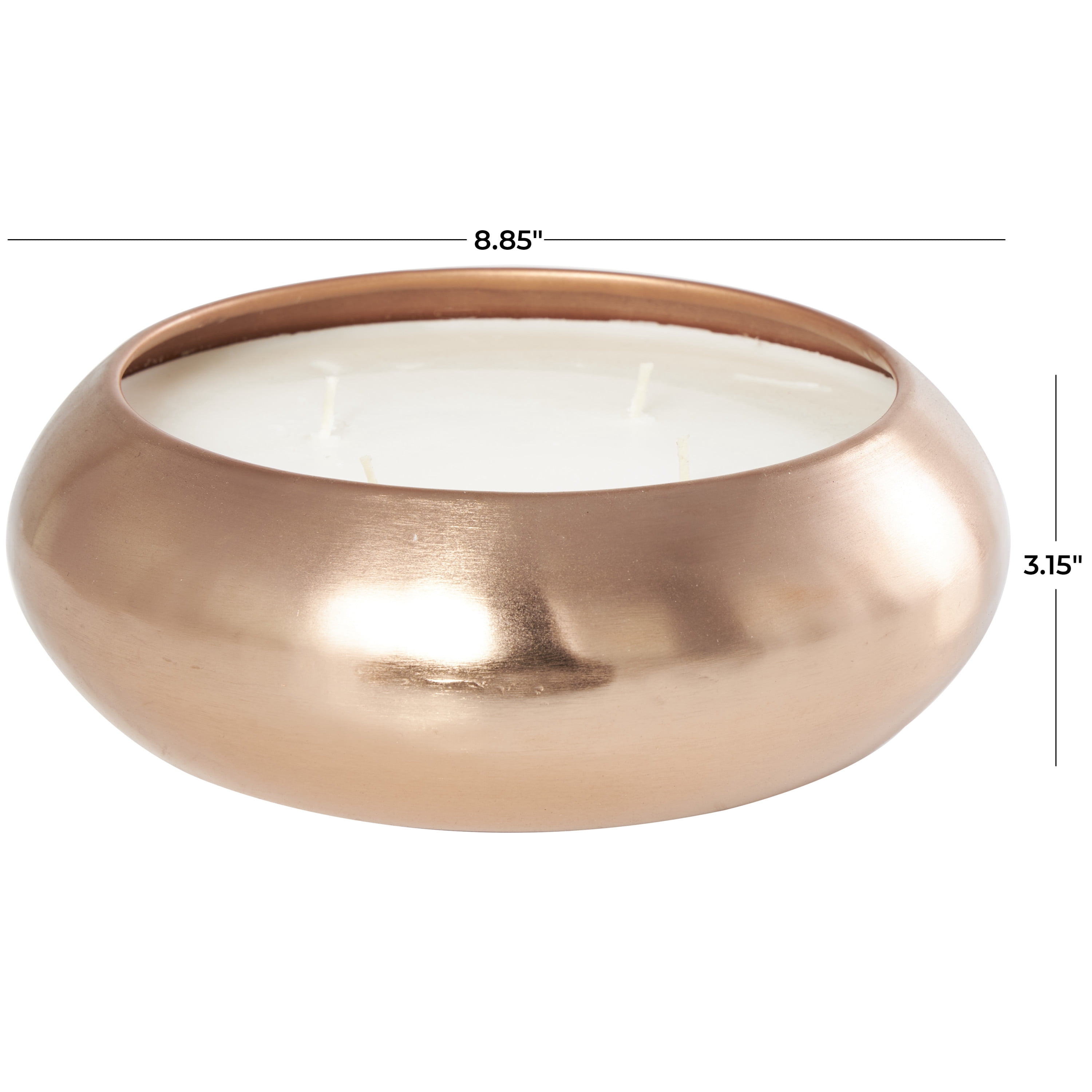 CosmoLiving by Cosmopolitan Copper Metal Tropical Breeze Scented Wide Dome Shaped 60 oz 4 Wick Candle with White Wax