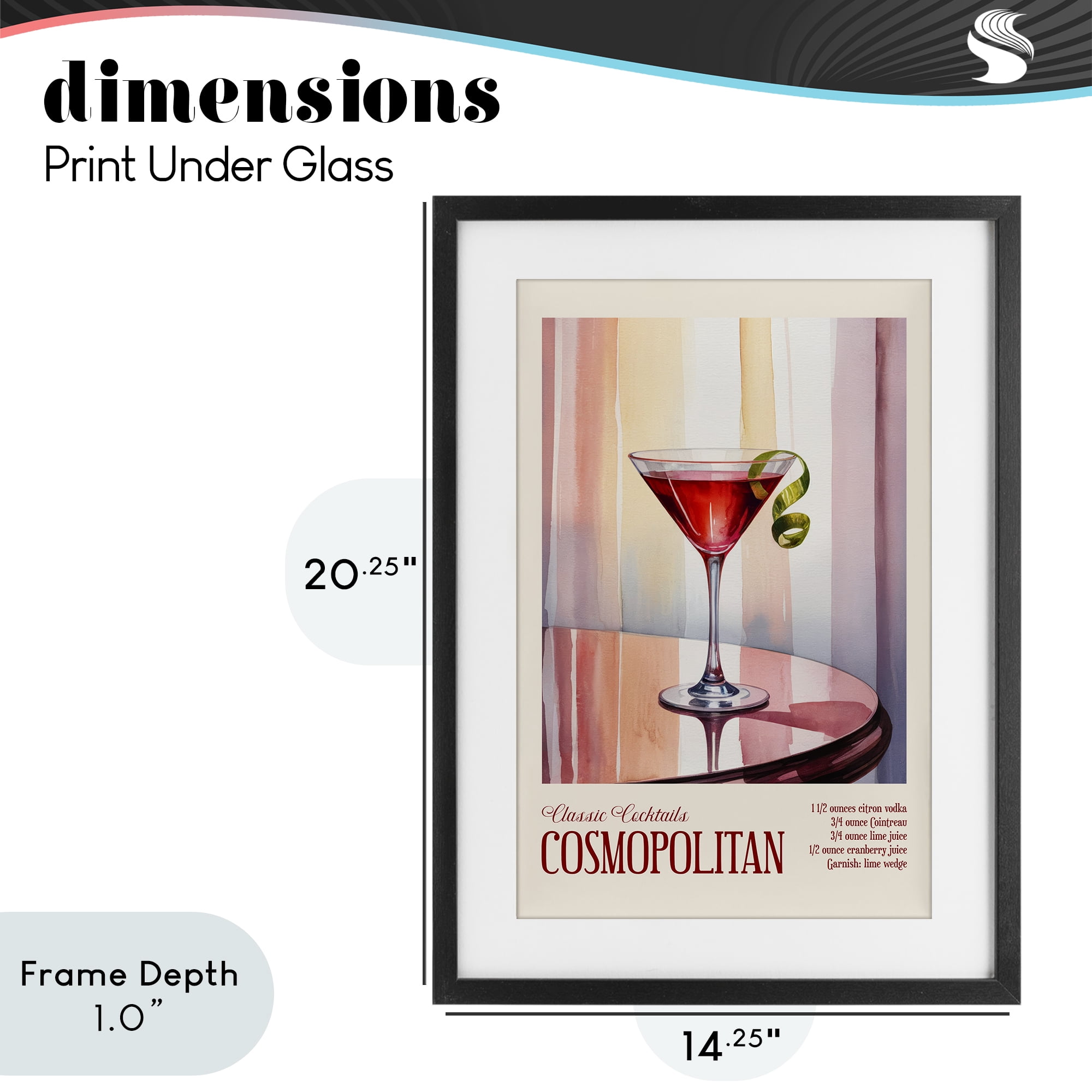 Stupell Industries Cosmopolitan on Reflective Table Black Framed Print Under Glass, design by Andreas Magnusson