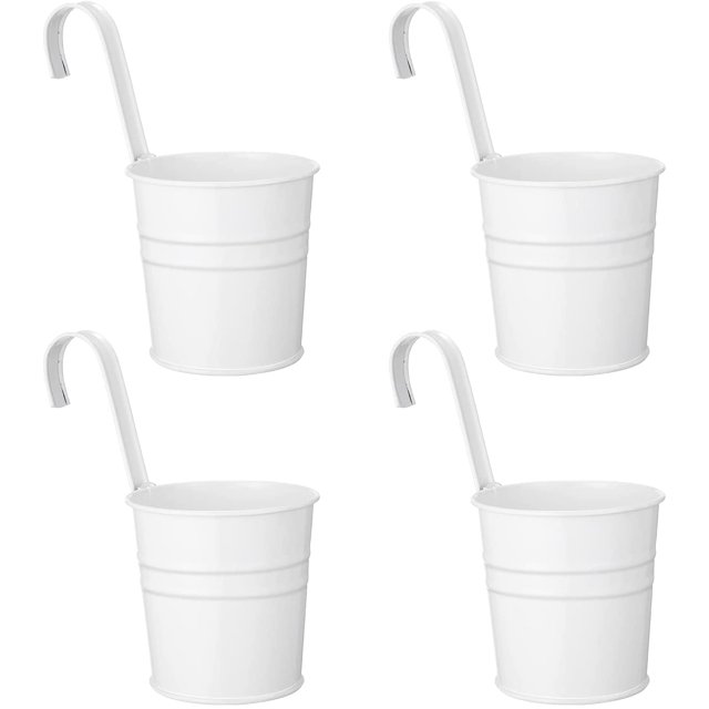 Maceta colgante Florero desgastado Maceta colgante Cubo de metal Maceta de pared con gancho Cubo de flores para colgar al aire libre Balcón Jardín Casa de campo Decoración Blanco Paquete de 4 Sailing Electrónica