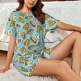 thumbnail image 4 of Sikiie Hot Dog Pizza Womens Pajama Sets Short Sleeve Top With Pants Sleepwear 2 Piece Lounge Set-4X-Large, 4 of 6