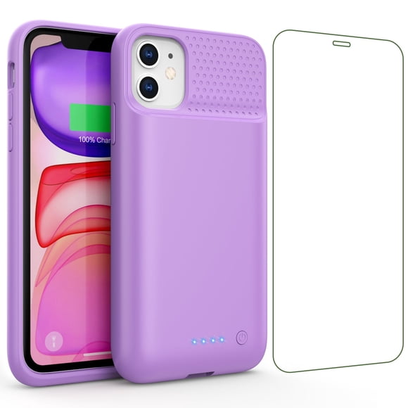Funda con batería QTshine de 7500 mAh para iPhone 11/XR de 6,1" color morado