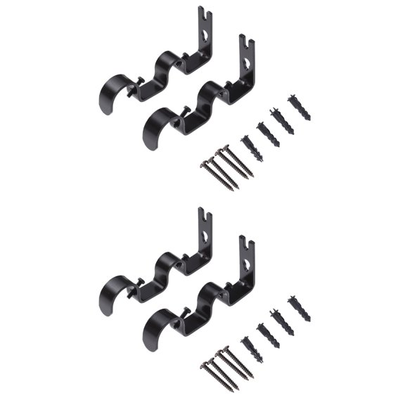 4 pcs Adjustable Double Curtain Rods Brackets Thickers Roman Style Curtain Rod Bracket Curtain Rod Drapery Pole Suitable for 1 Inch And 5 or 8 Inches Curtain Rods