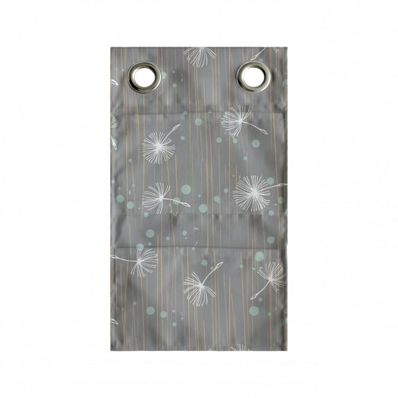 Botany Hanging Pocket Organizer, Abstract Pattern with Dots Lines and Dandelions, Printed Polyester Storage Bag with Pockets, 9" x 16", Dimgray Pale Seafoam