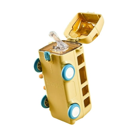 

Kid Water Bottle with Straw Cartoon Car Portable Water Bottles Girls Yellow