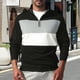 thumbnail image 1 of pstuiky Camisas de manga larga abrigadas para hombre, Camisa informal de manga larga para hombre, cuello alto, media cremallera, color block Tops casuales para hombres xxxl, 1 of 7