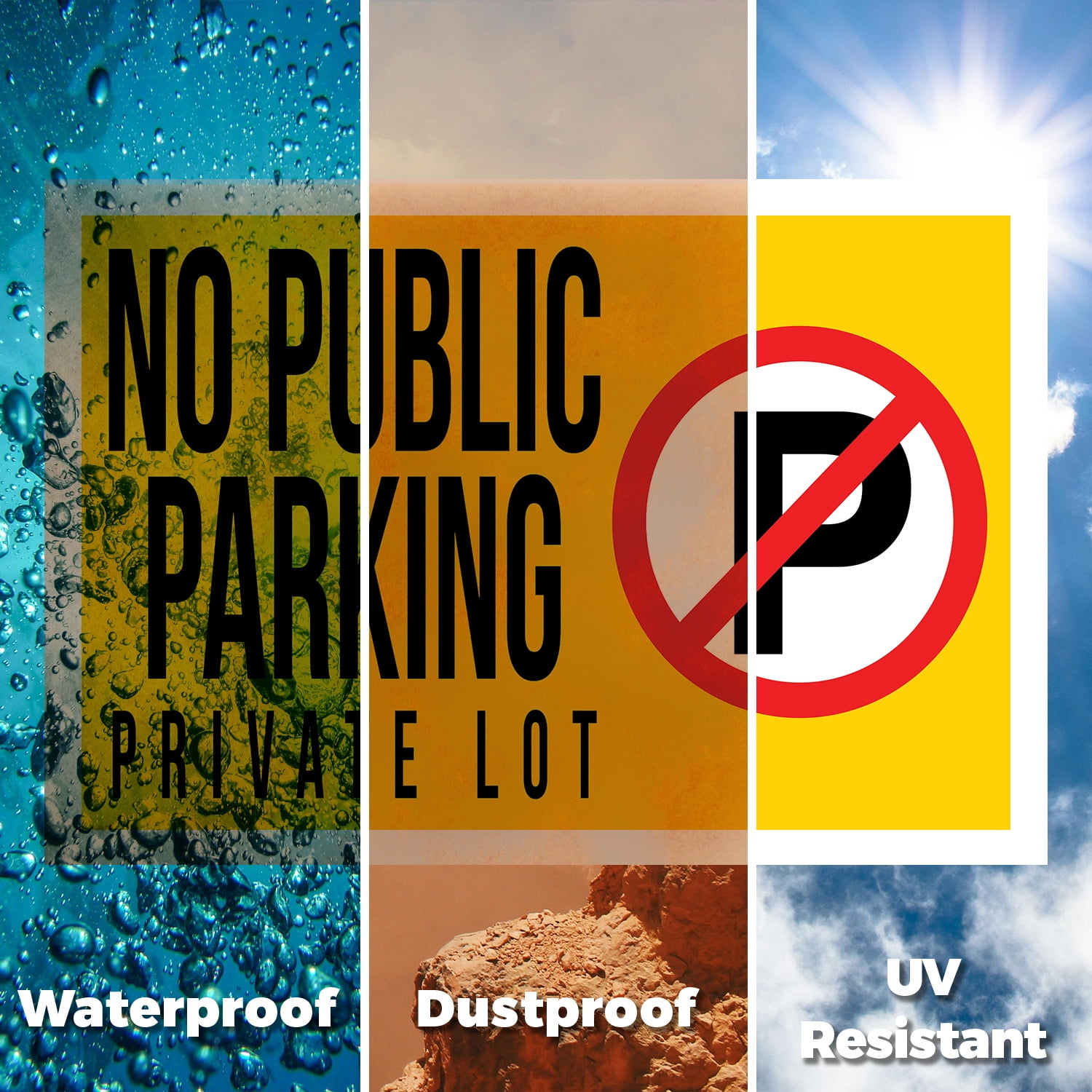 No Public Parking Private Lot Yard Sign 12 Inch x 16 Inch Single Sided Weatherproof Heavy-Duty Plastic with Stake | Clear Directions, Property Management, Outdoor Use | Made in USA