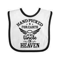 Inktastic Handpicked for Earth by My Uncle in Heaven with Angel Wings Boys or Girls Baby Bib