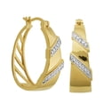 thumbnail image 4 of Forever Facets Diamond Accent 3-Piece Fashion Hoop Earring Set in 18k Yellow Gold over Bronze, Adult Female, 4 of 6