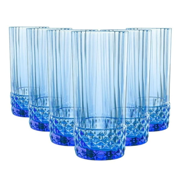 Bormioli Rocco America '20s 16.25 oz. Cooler Glasses, Sapphire Blue, Set of 6