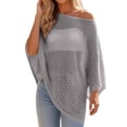 thumbnail image 2 of Sheer Beach Cover Ups for Women Solid-Colo Loose Fit Through Asymmetrical Knit Poncho Tops Beach Lightweight Sun Tunic Top(Grey.), 2 of 4