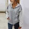 thumbnail image 2 of LYXSSBYX Womens Long Sleeve Dress Hot Sale Clearance Women's Contrast Patchwork Hooded Long Sleeve Casual Jacket, 2 of 8