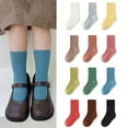 thumbnail image 4 of Odeerbi Mid-Calf Cotton Socks for Toddler Boys Girls Cute Soft Crew Socks Baby Children's Solid Color Comfort Middle Tube Socks, 4 of 4