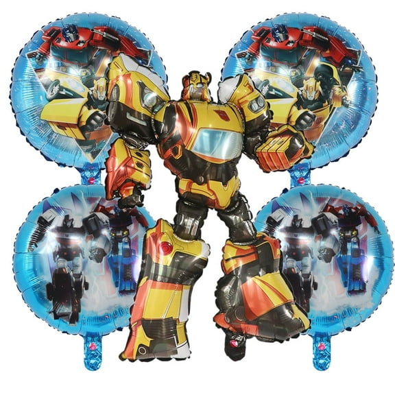 5 PCS Transformer Balloons Robots Theme Decorations Bumble Bee Balloon Optimus Prime Balloons Megatron Balloons Birthday Balloons