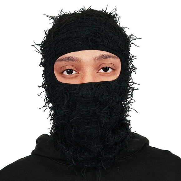 POINTERTECK Distressed Balaclava Ski Mask for Men and Women - Knitted Balaclava Distressed Windproof Shiesty Full Face Mask Cold Weather Camouflage Big Red