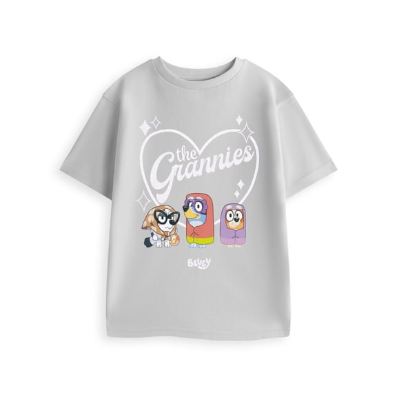 Bluey The Grannies Unisex Kids Light Grey Short Sleeved T-Shirt | 18-24 Months | Made by Vanilla Underground
